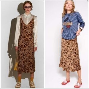 Aqc Silk Slip Black/White With Orange Stitching Dress